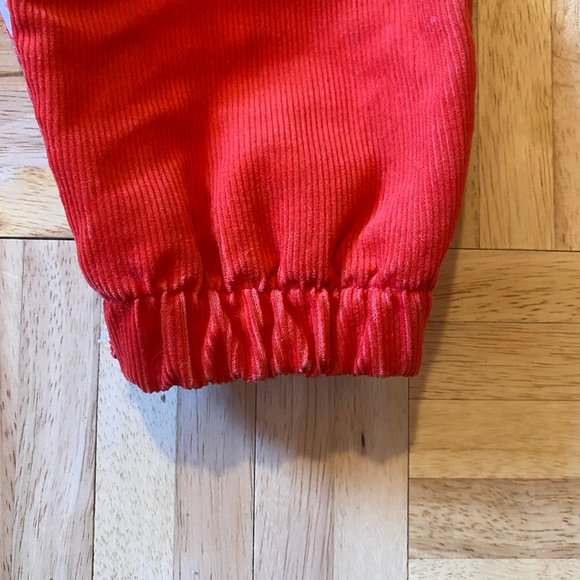 Vintage 80s Toddler Orange/Red and Plaid corduroy romper, Kids Onesie Jumper - Picture 6 of 7